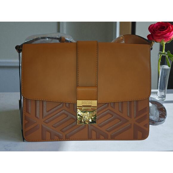 MCM Tracy Shoulder Bag in Cubic Logo Leather Cognac - NWT - Picture 7 of 16